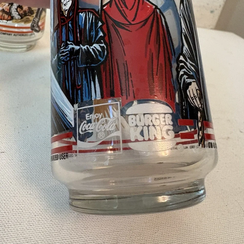 TWO Vintage 1983 Star Wars Glasses Coca Cola Burger King THRONE ROOM TATOOINE